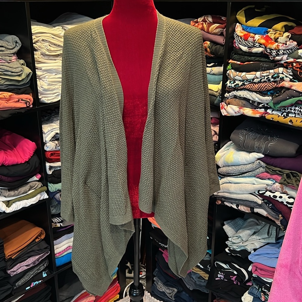 #159. 2/$32-Olive Green Knit Cardigan. One size